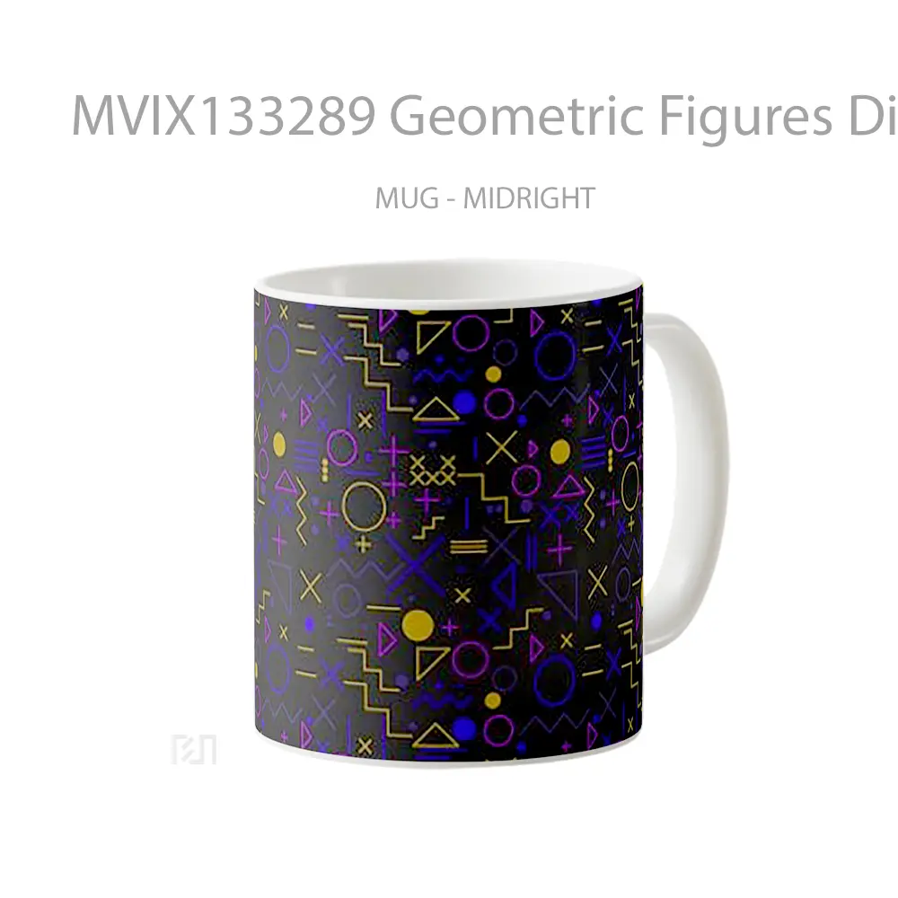 Mug Geometric Figures Digital Art V1 Gelas Seni Modern - All-side / Desain