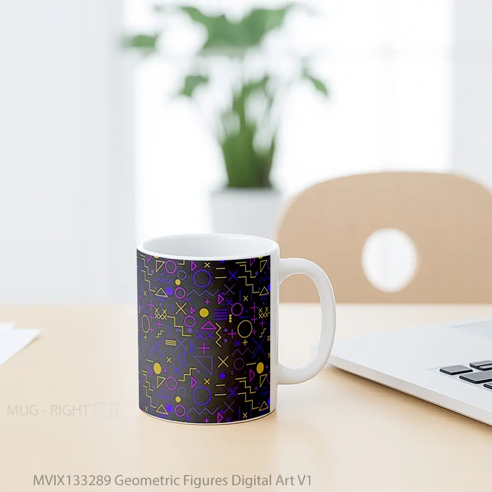 Mug Geometric Figures Digital Art V1 Gelas Seni Modern - All-side / Desain