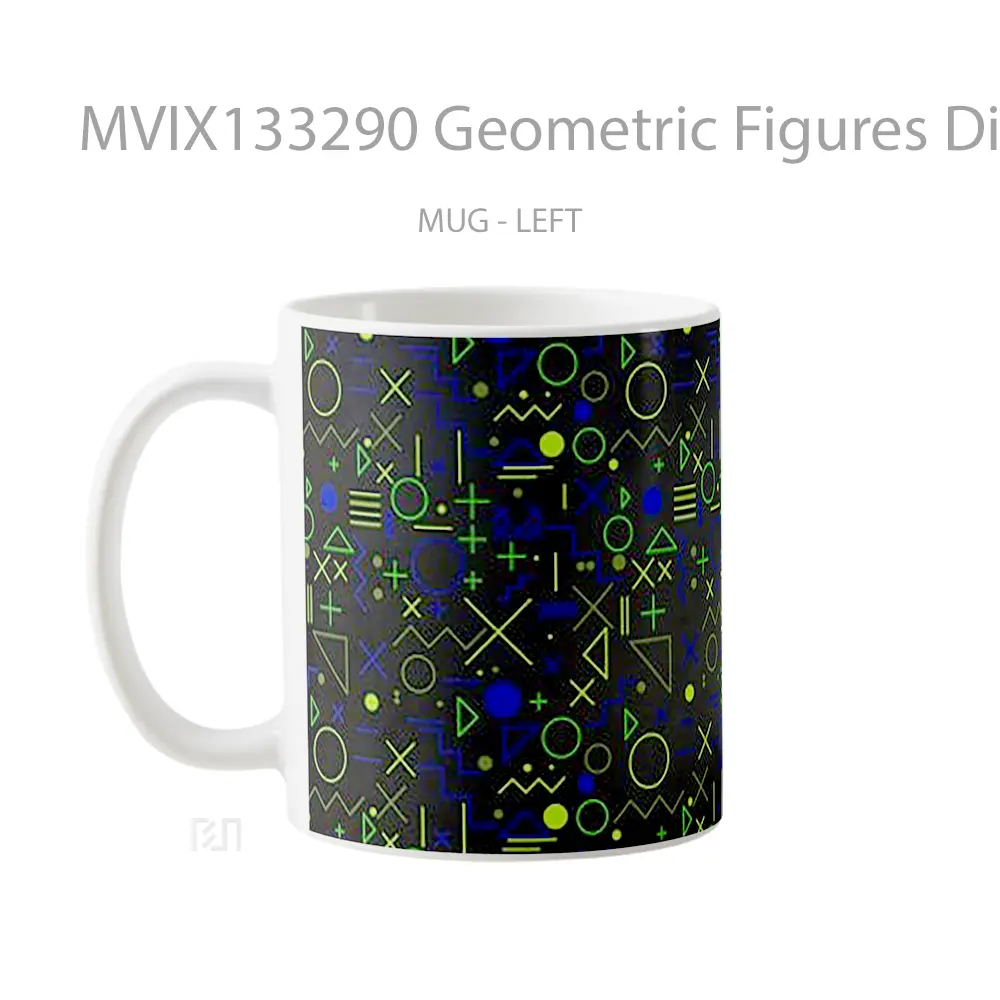 Mug Geometric Figures Digital Art V2 Gelas Seni Modern - All-side / Desain