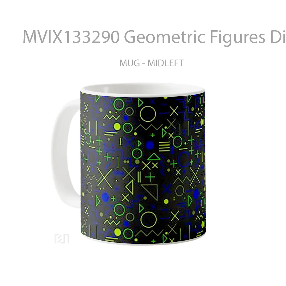 Mug Geometric Figures Digital Art V2 Gelas Seni Modern - All-side / Desain
