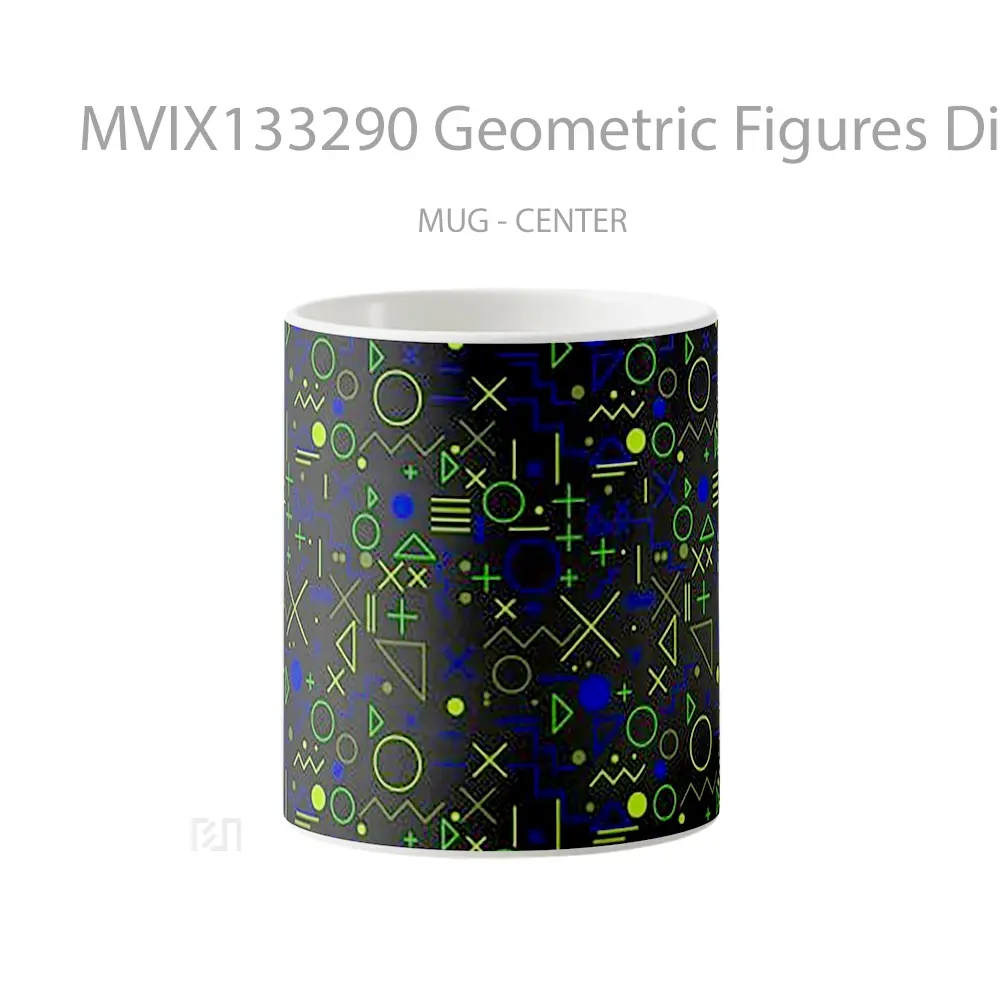 Mug Geometric Figures Digital Art V2 Gelas Seni Modern