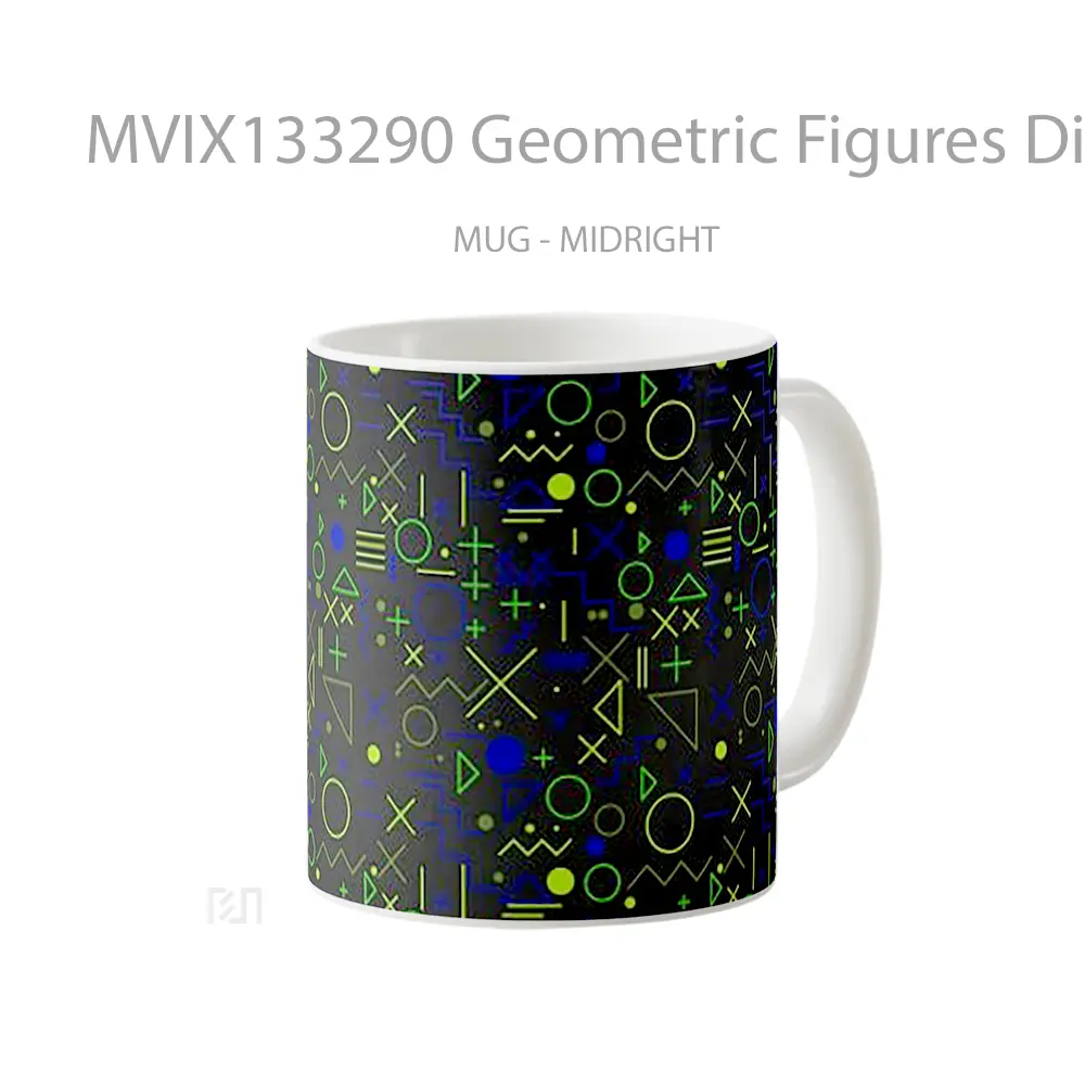 Mug Geometric Figures Digital Art V2 Gelas Seni Modern - All-side / Desain