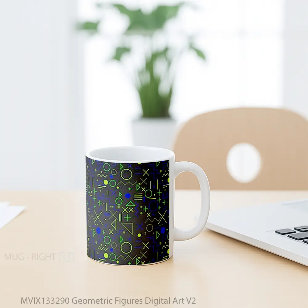 Mug Geometric Figures Digital Art V2 Gelas Seni Modern - All-side / Desain