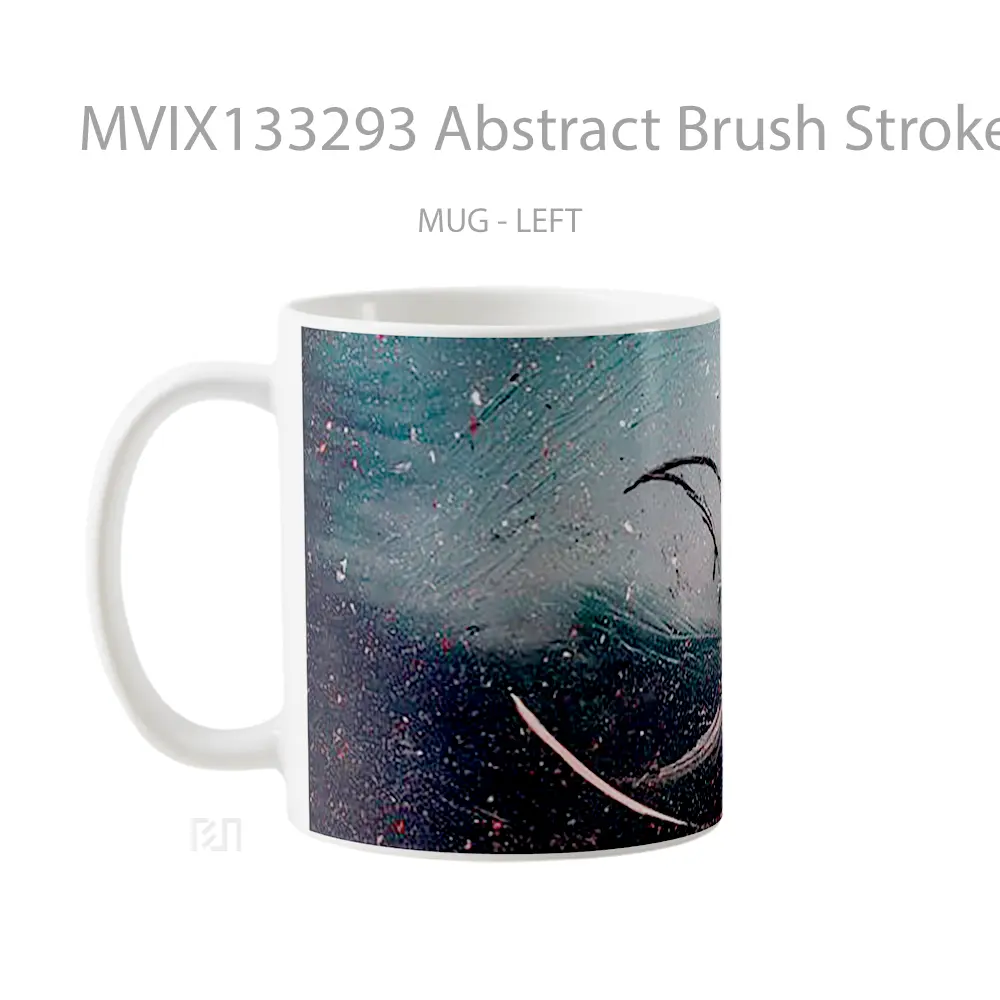 Mug Abstract Brush Strokes And Paint Splashes Gelas Seni Modern - All-side / Desain
