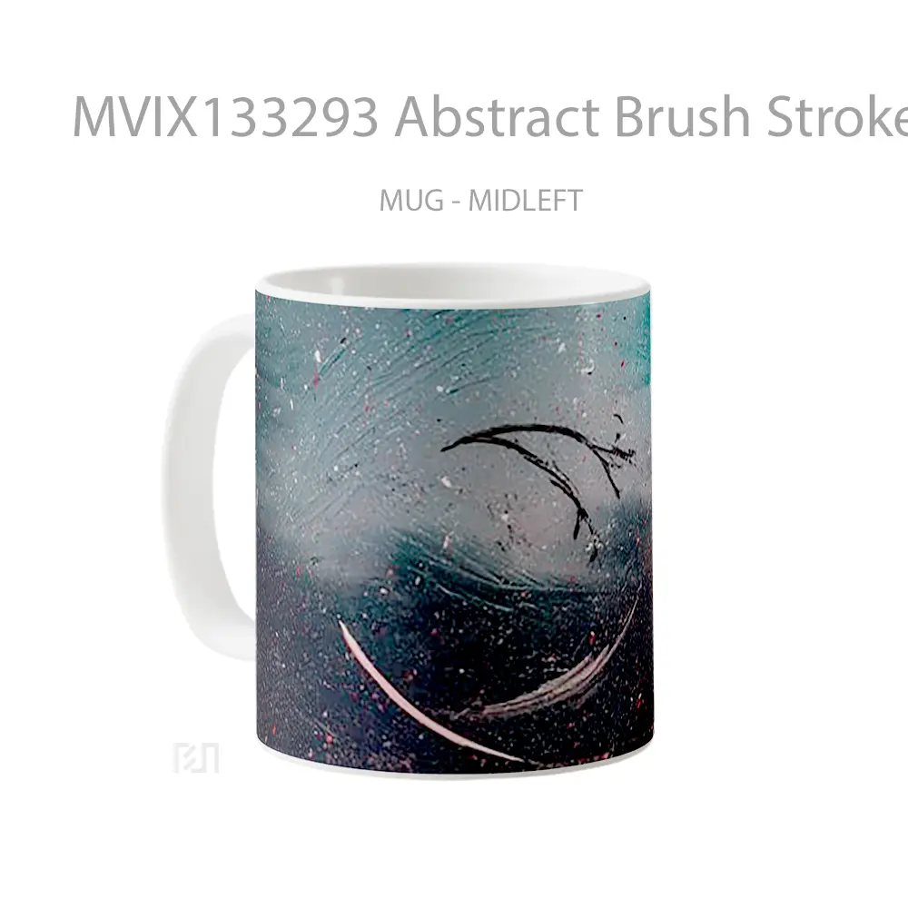 Mug Abstract Brush Strokes And Paint Splashes Gelas Seni Modern - All-side / Desain