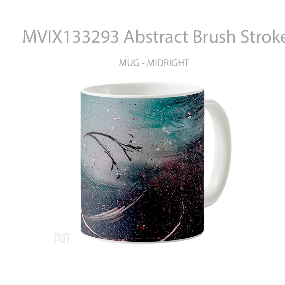Mug Abstract Brush Strokes And Paint Splashes Gelas Seni Modern - All-side / Desain