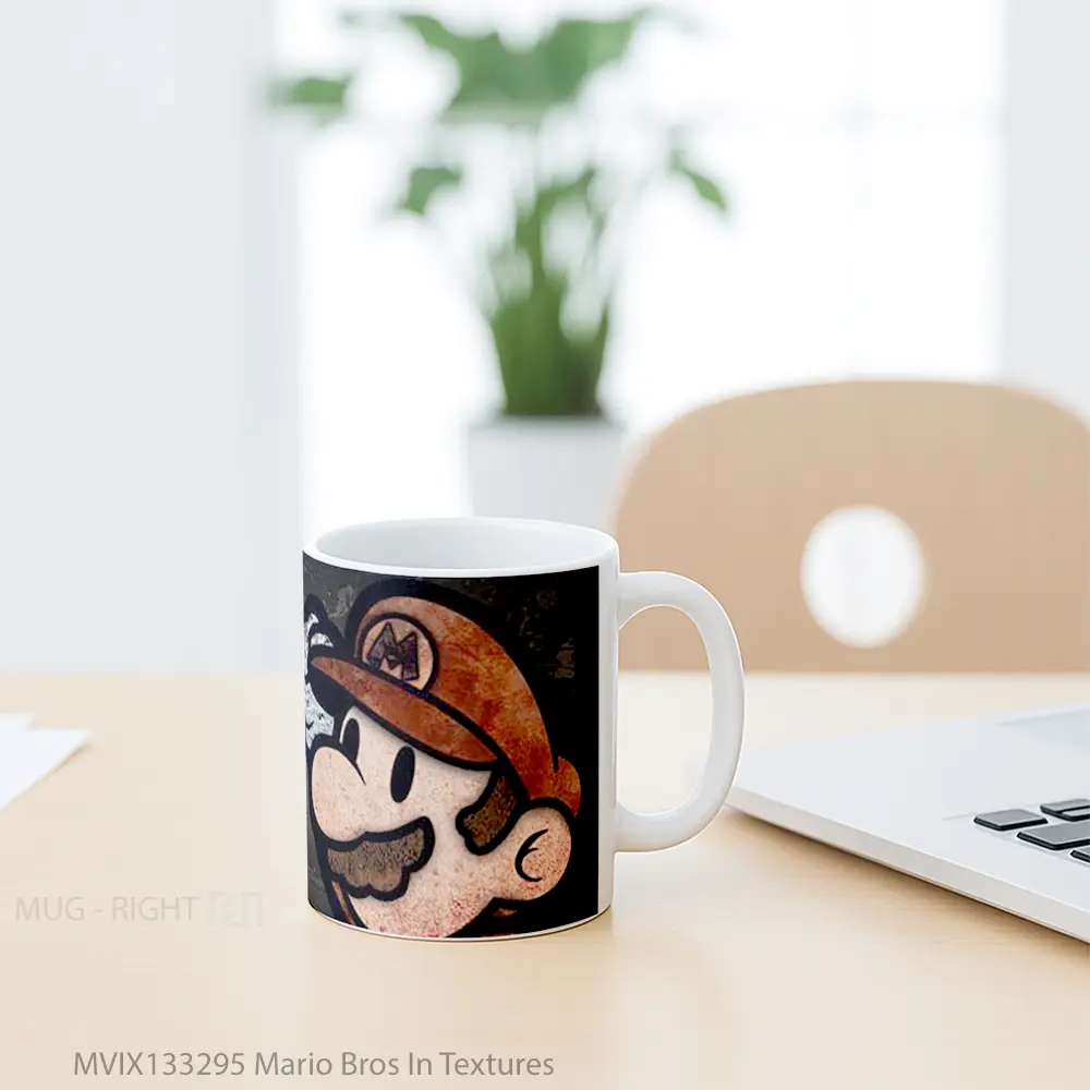 Mug Mario Bros In Textures Gelas Keramik Unik - All-side / Desain