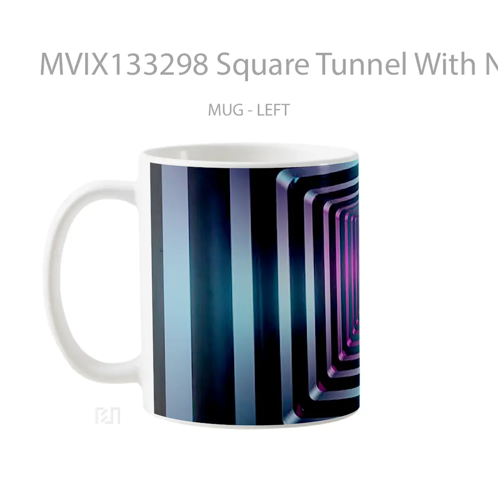 Mug Square Tunnel With Neon Lighting Gelas Keramik Unik - All-side / Desain