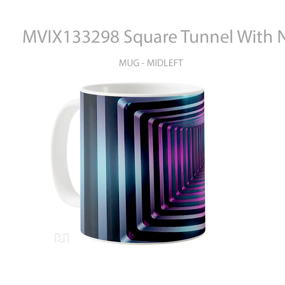 Mug Square Tunnel With Neon Lighting Gelas Keramik Unik - All-side / Desain