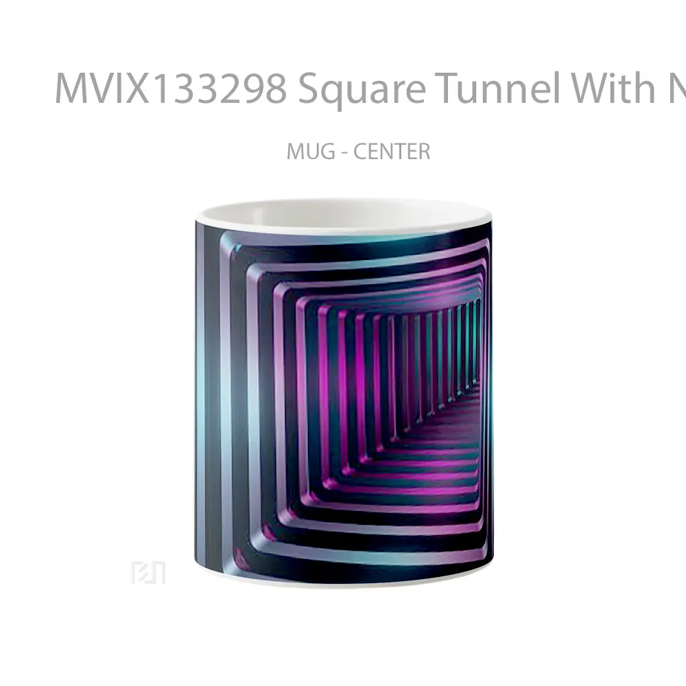 Mug Square Tunnel With Neon Lighting Gelas Keramik Unik