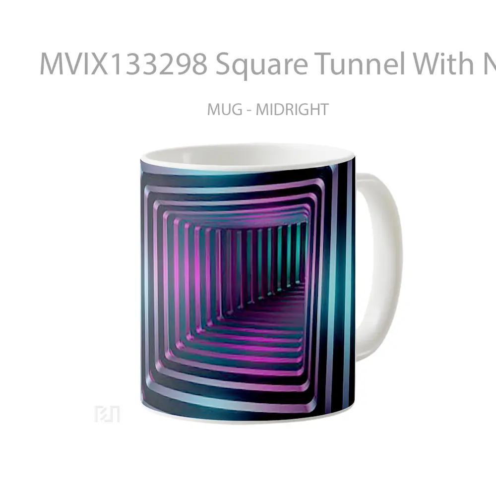 Mug Square Tunnel With Neon Lighting Gelas Keramik Unik - All-side / Desain