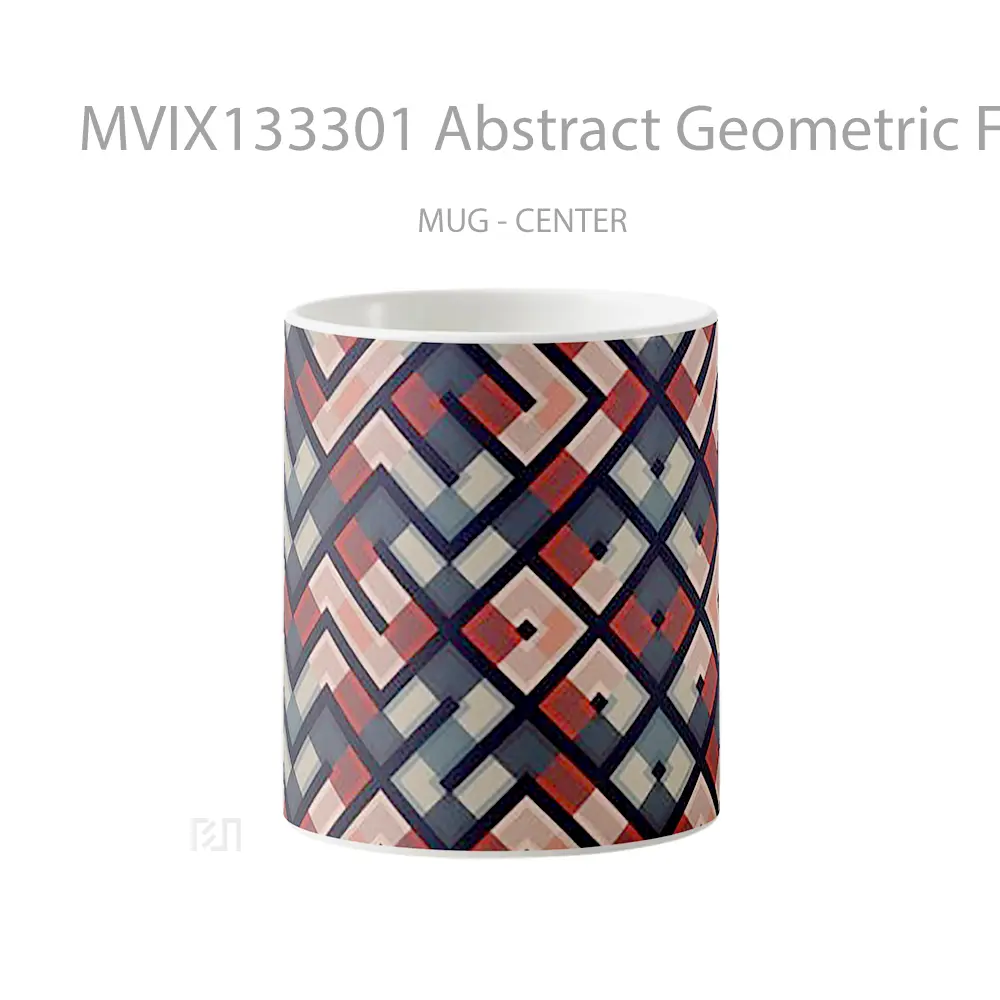 Mug Abstract Geometric Figures Pattern Gelas Seni Modern