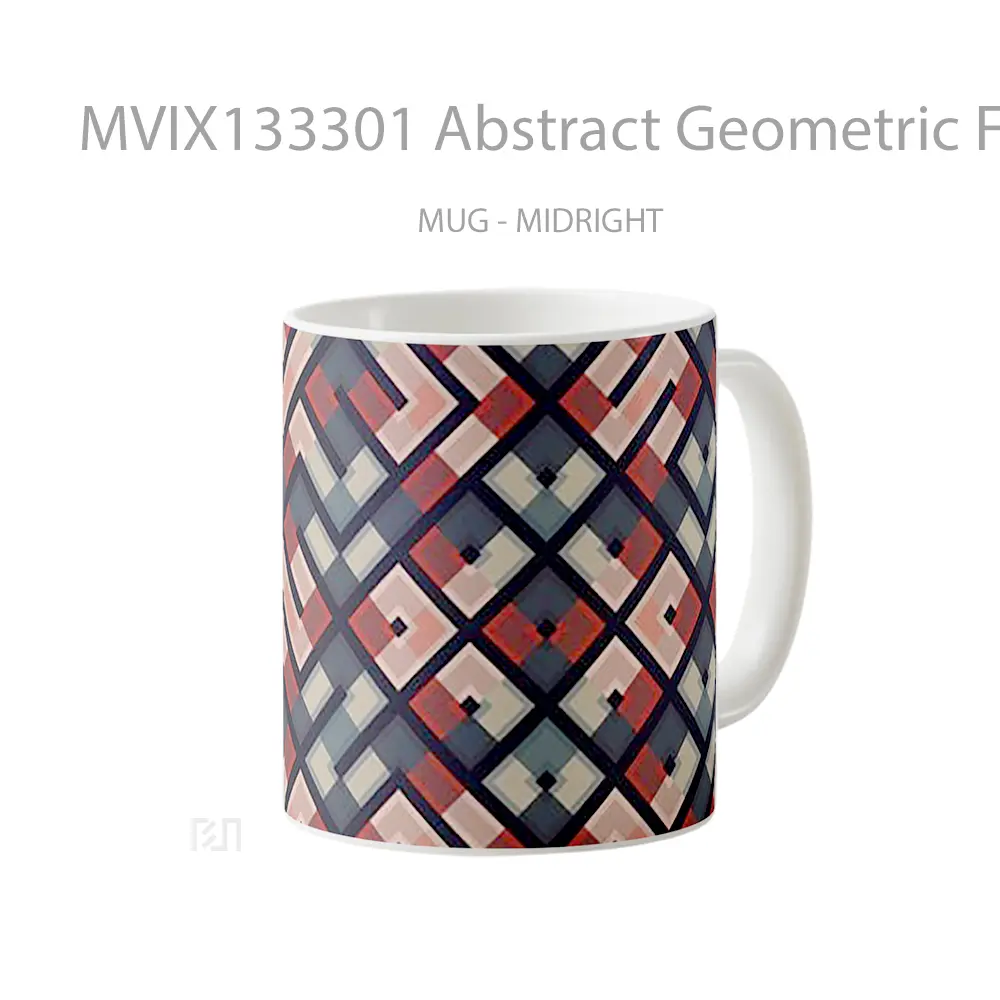 Mug Abstract Geometric Figures Pattern Gelas Seni Modern - All-side / Desain