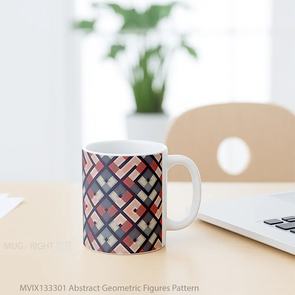 Mug Abstract Geometric Figures Pattern Gelas Seni Modern - All-side / Desain