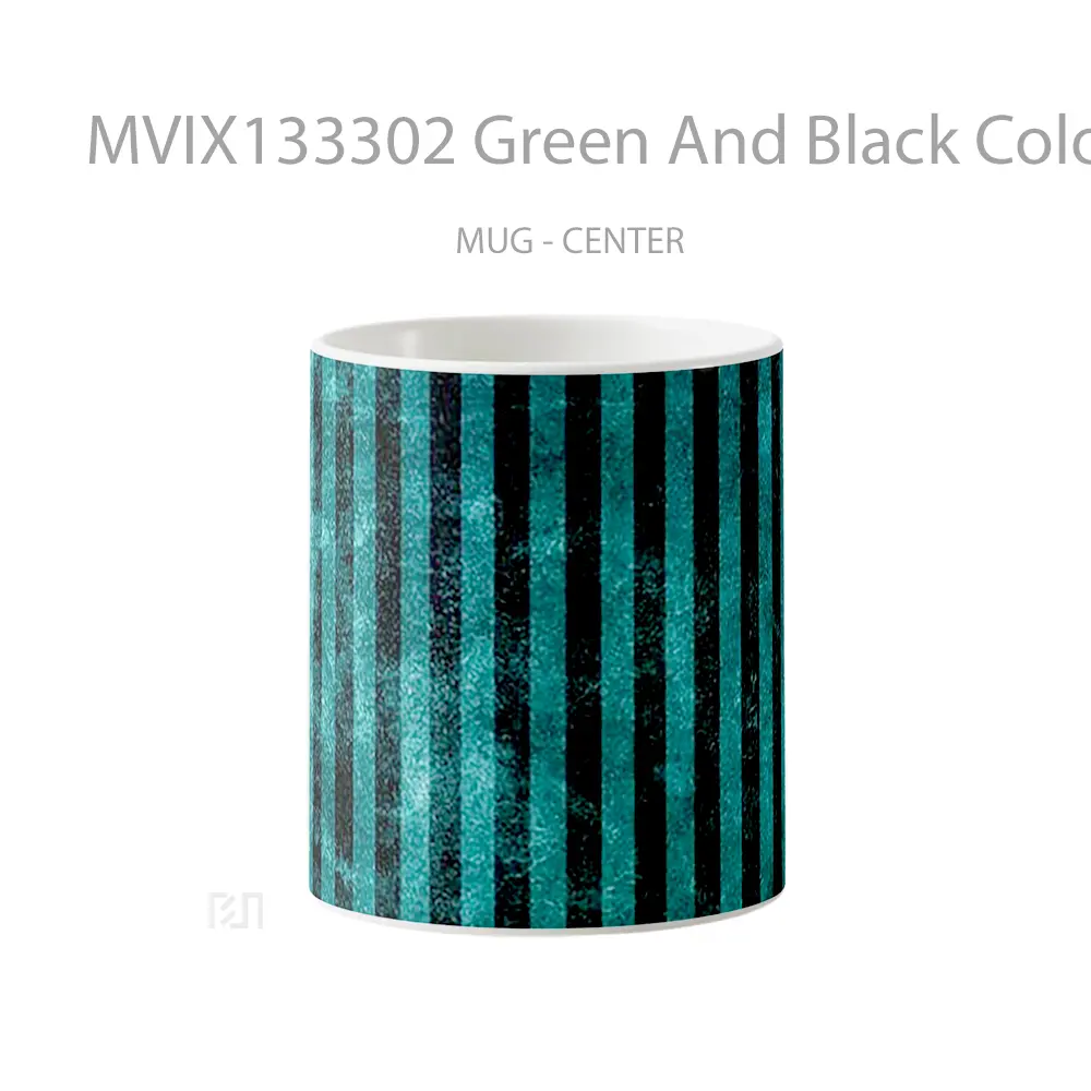 Mug Green And Black Color Bars Gelas Keramik Unik