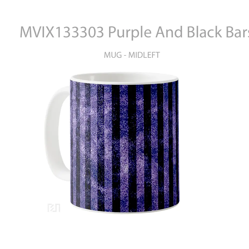 Mug Purple And Black Bars Gelas Keramik Unik - All-side / Desain