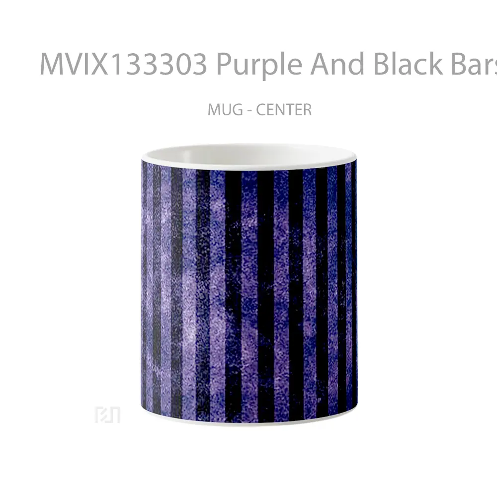 Mug Purple And Black Bars Gelas Keramik Unik