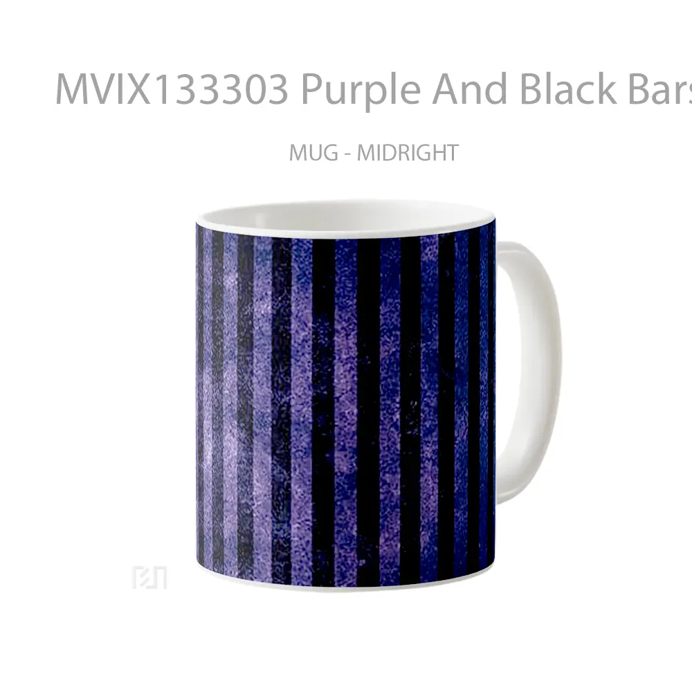 Mug Purple And Black Bars Gelas Keramik Unik - All-side / Desain