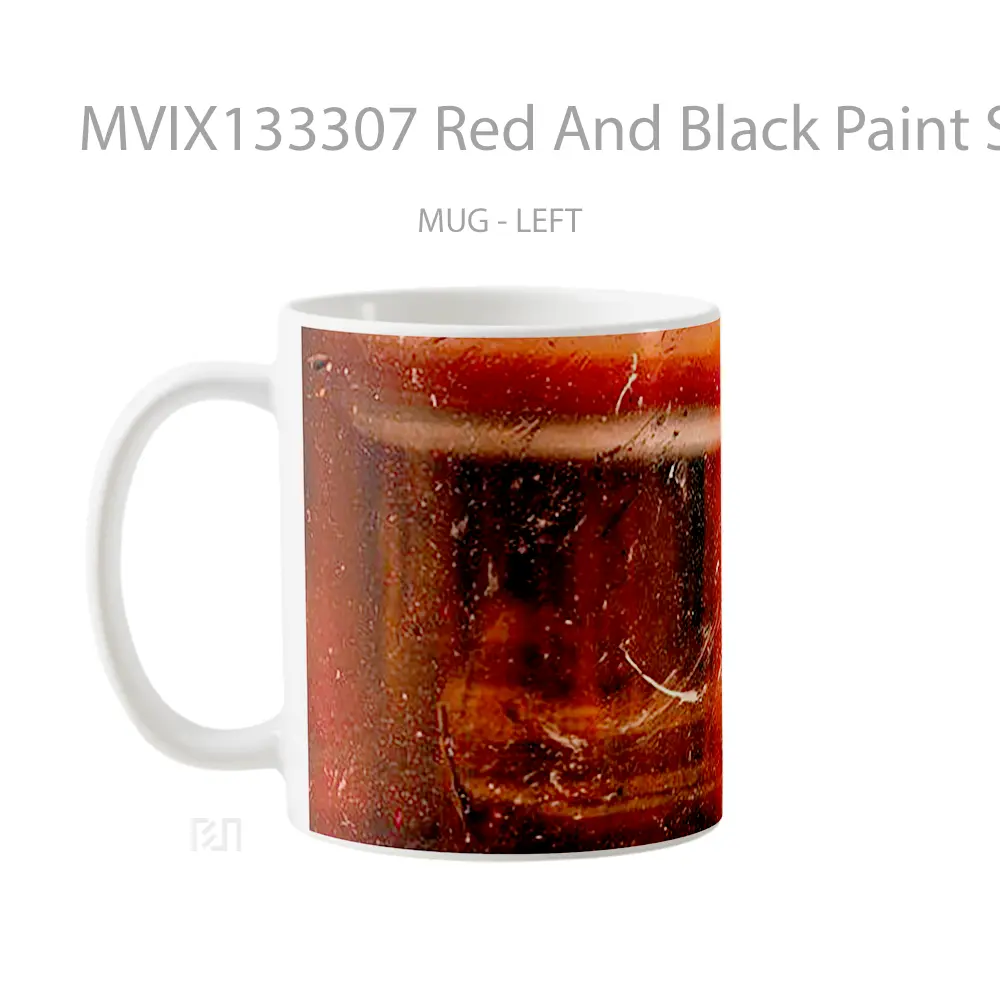 Mug Red And Black Paint Splashes Gelas Keramik Unik - All-side / Desain