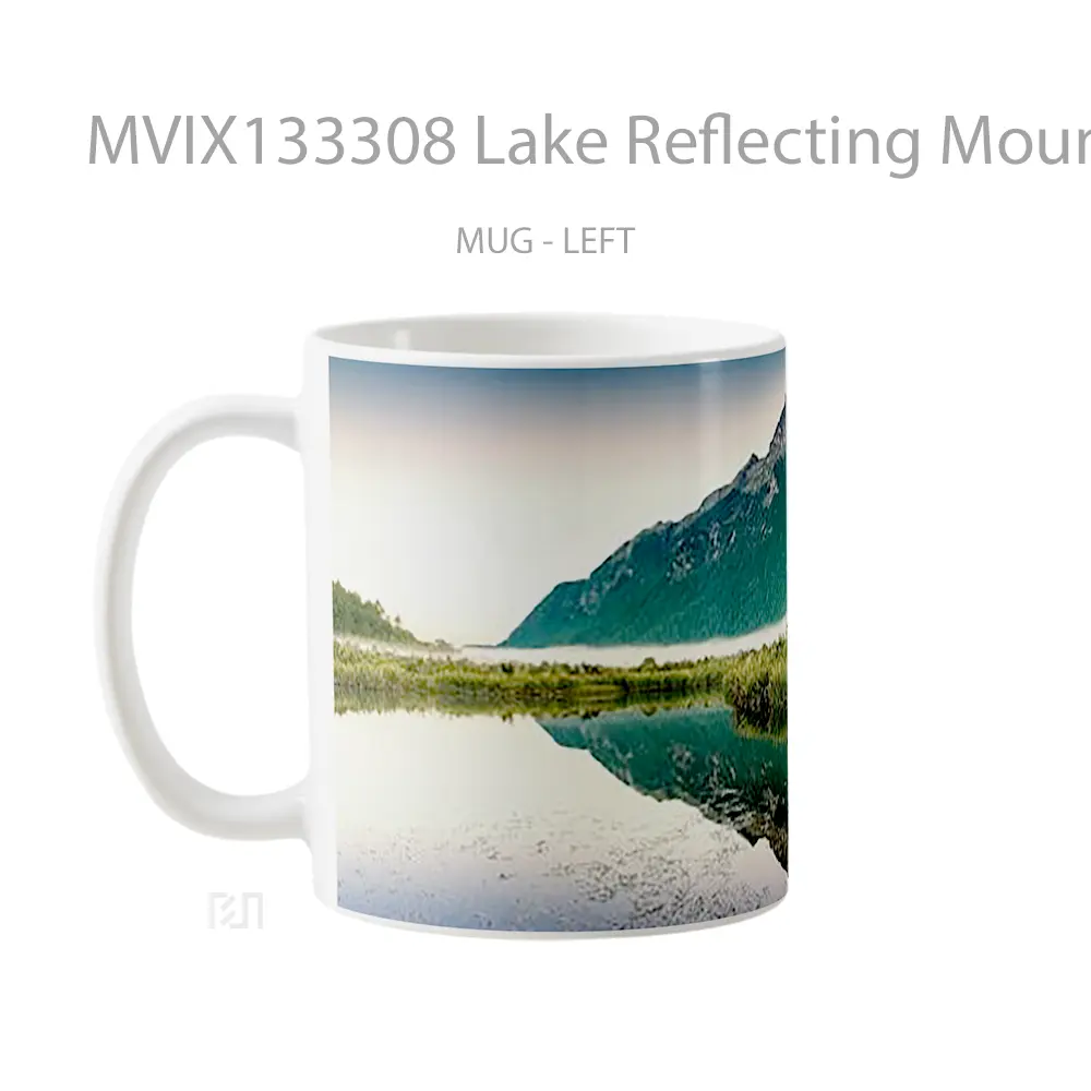 Mug Lake Reflecting Mountains V2 Gelas Pemandangan Alam - All-side / Desain