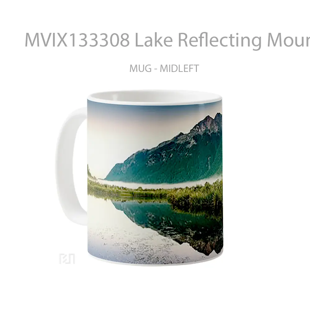 Mug Lake Reflecting Mountains V2 Gelas Pemandangan Alam - All-side / Desain