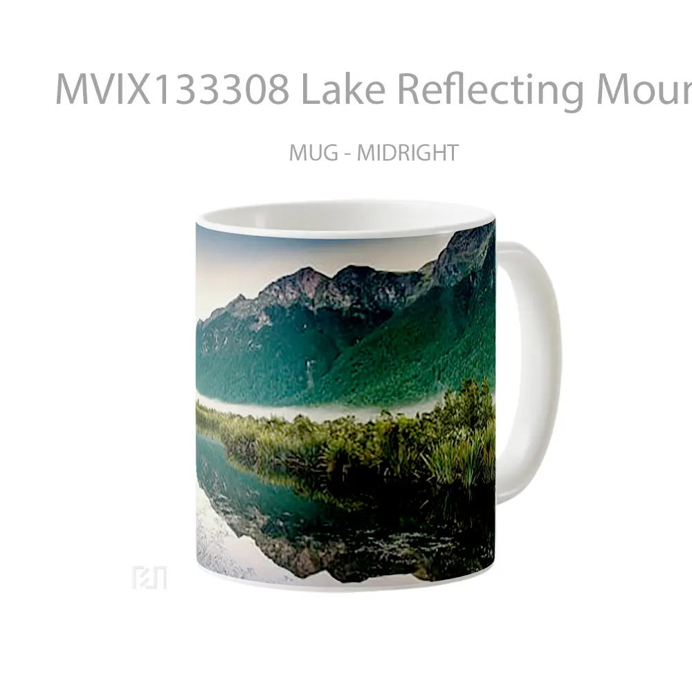 Mug Lake Reflecting Mountains V2 Gelas Pemandangan Alam - All-side / Desain