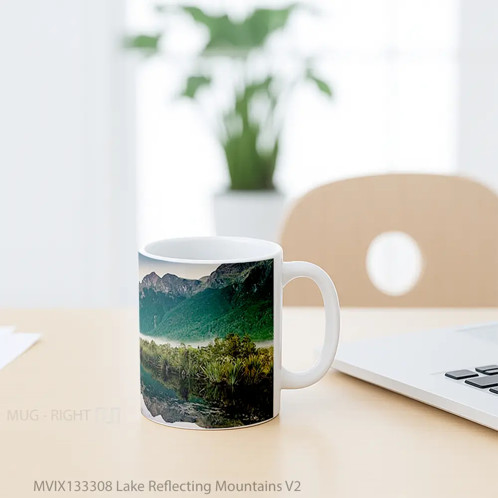 Mug Lake Reflecting Mountains V2 Gelas Pemandangan Alam - All-side / Desain
