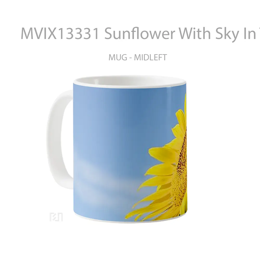 Mug Sunflower With Sky In The Background Gelas Pemandangan Alam - All-side / Desain