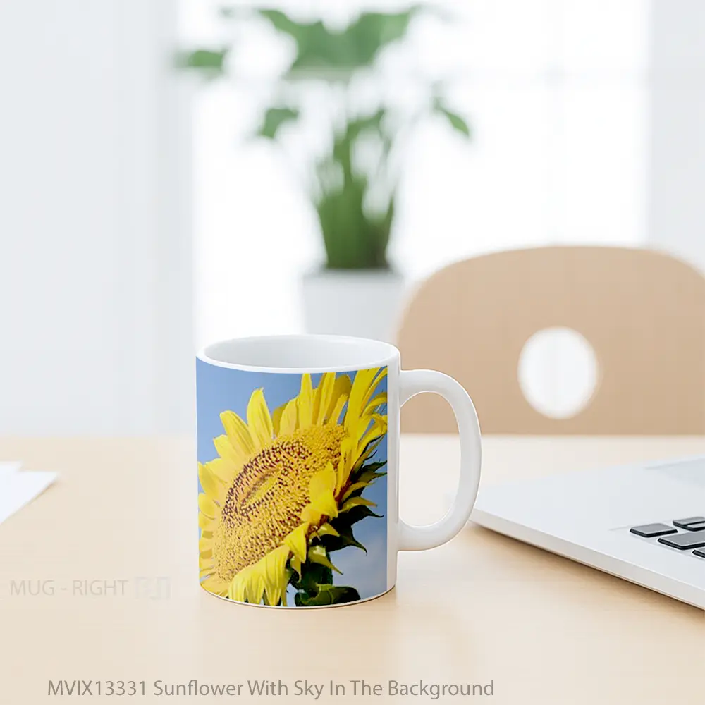 Mug Sunflower With Sky In The Background Gelas Pemandangan Alam - All-side / Desain