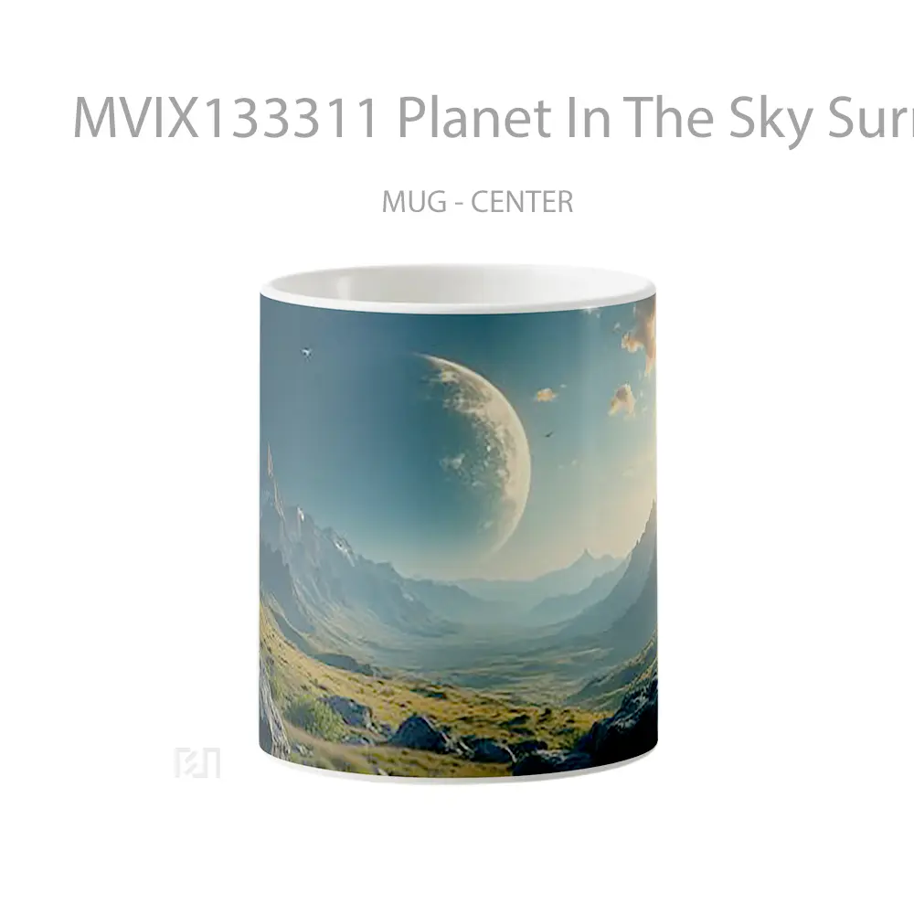 Mug Planet In The Sky Surrounded By Mountains And A Valley V1 Gelas Pemandangan Alam