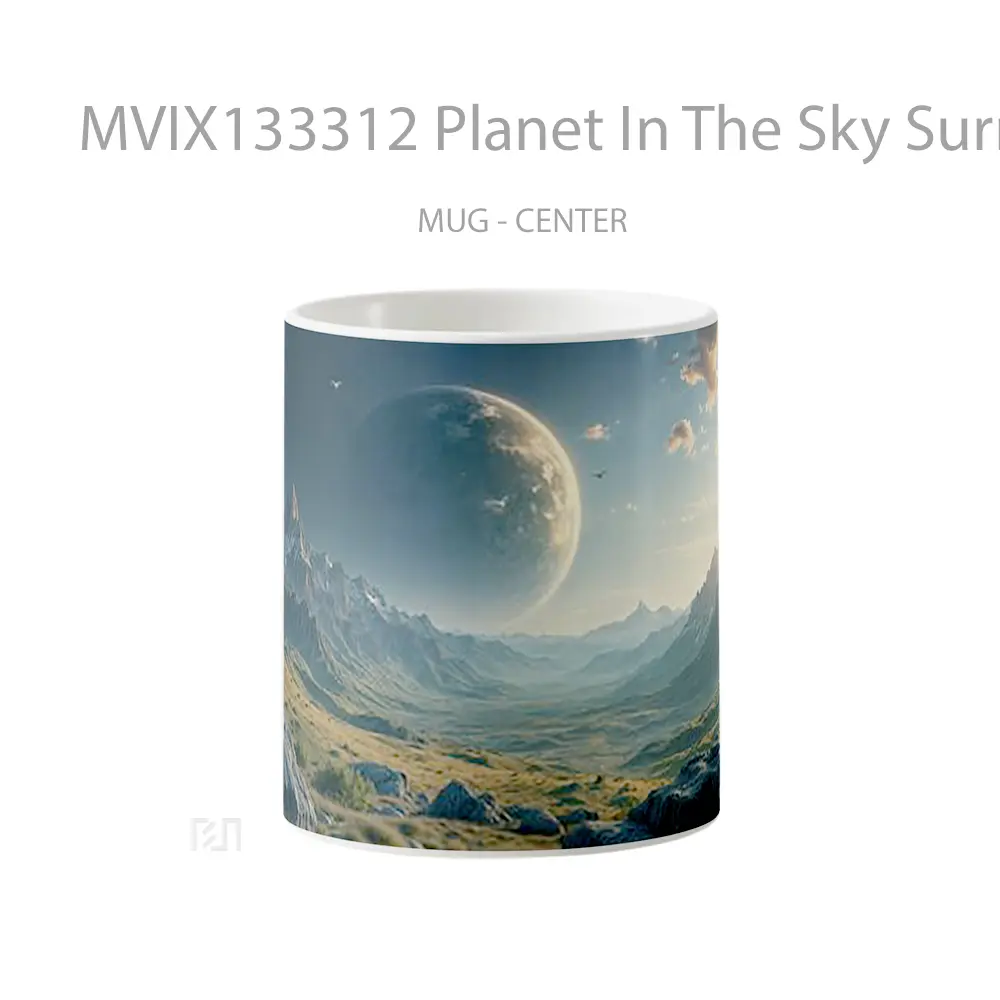 Mug Planet In The Sky Surrounded By Mountains And A Valley V2 Gelas Pemandangan Alam