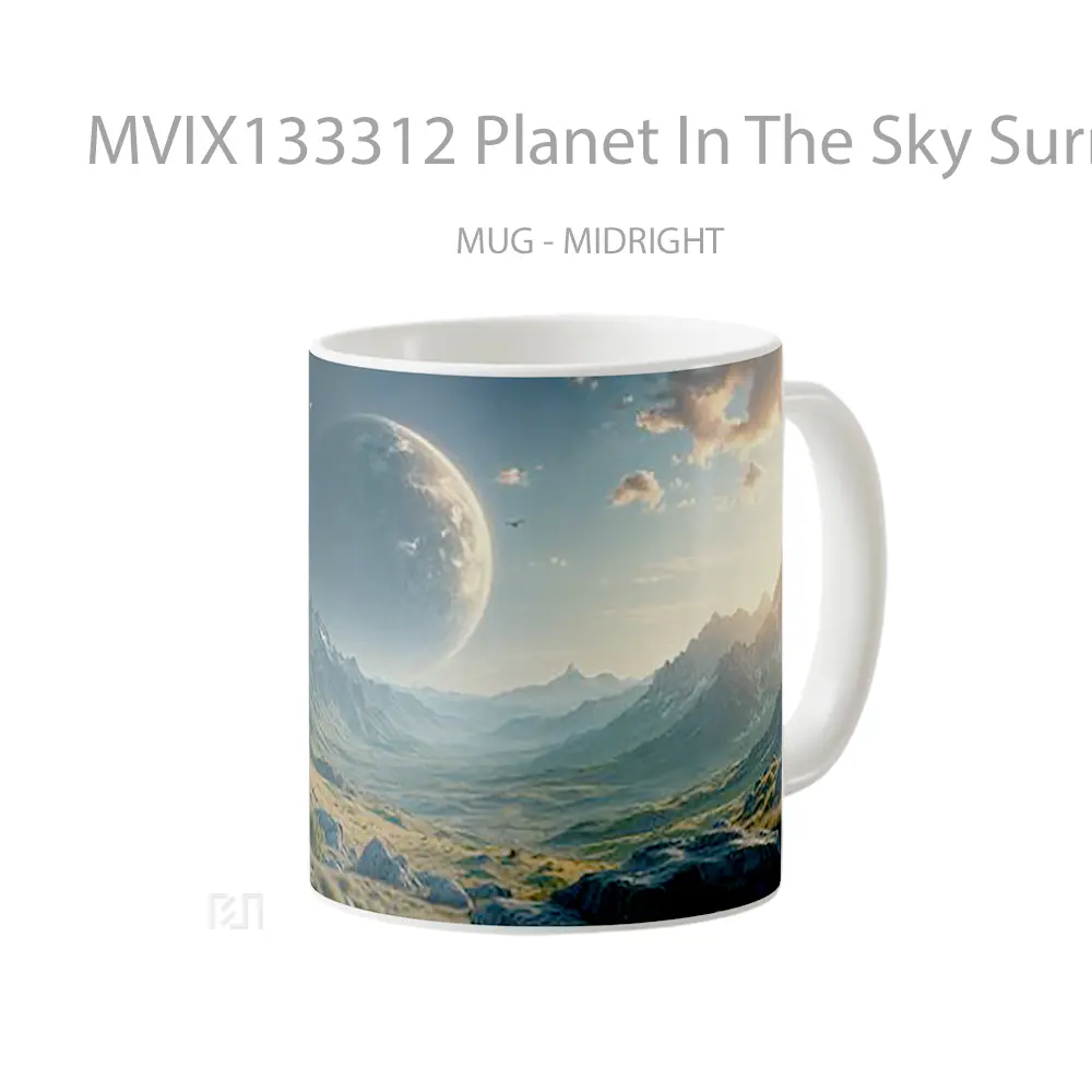 Mug Planet In The Sky Surrounded By Mountains And A Valley V2 Gelas Pemandangan Alam - All-side / Desain