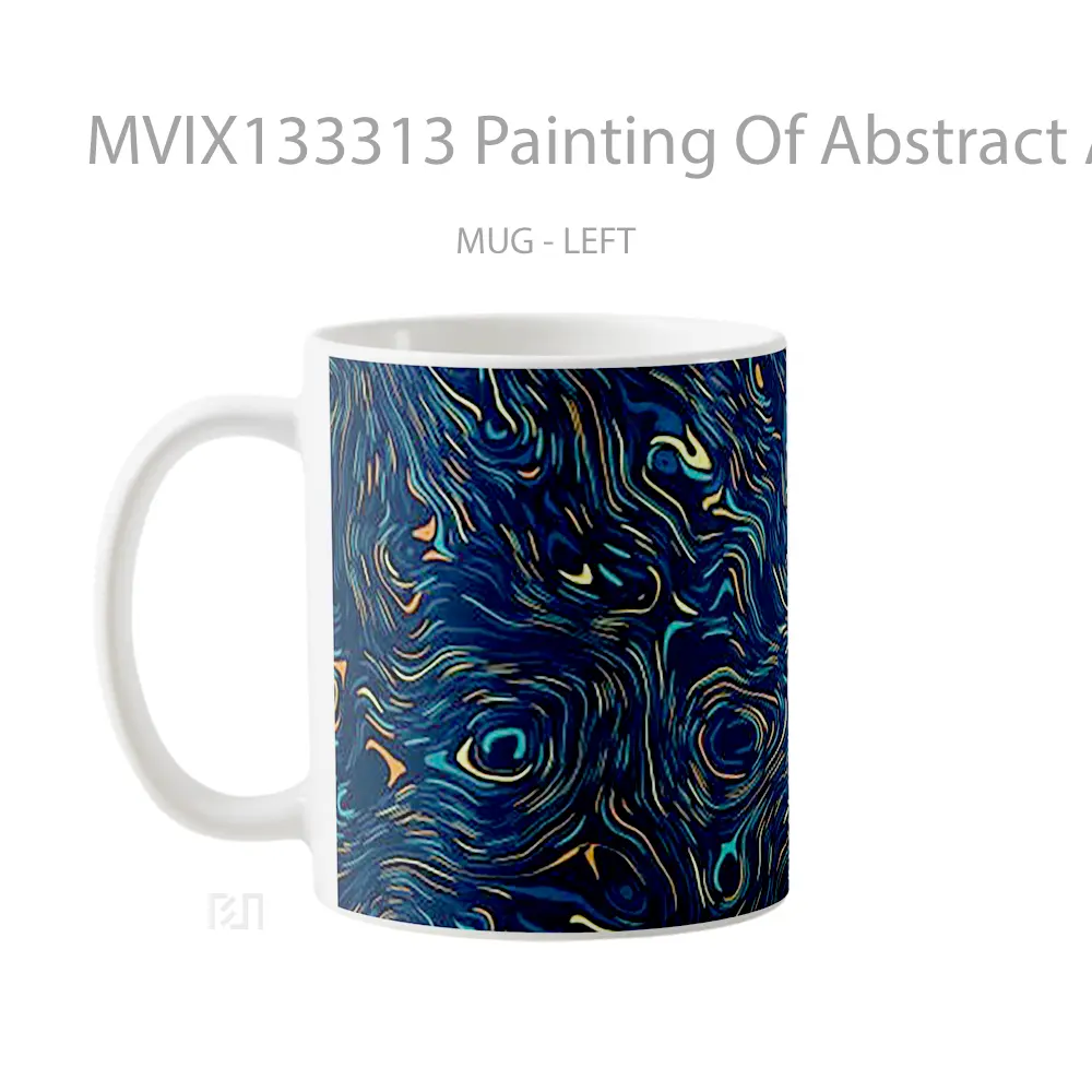 Mug Painting Of Abstract And Swirling Patterns Gelas Seni Modern - All-side / Desain