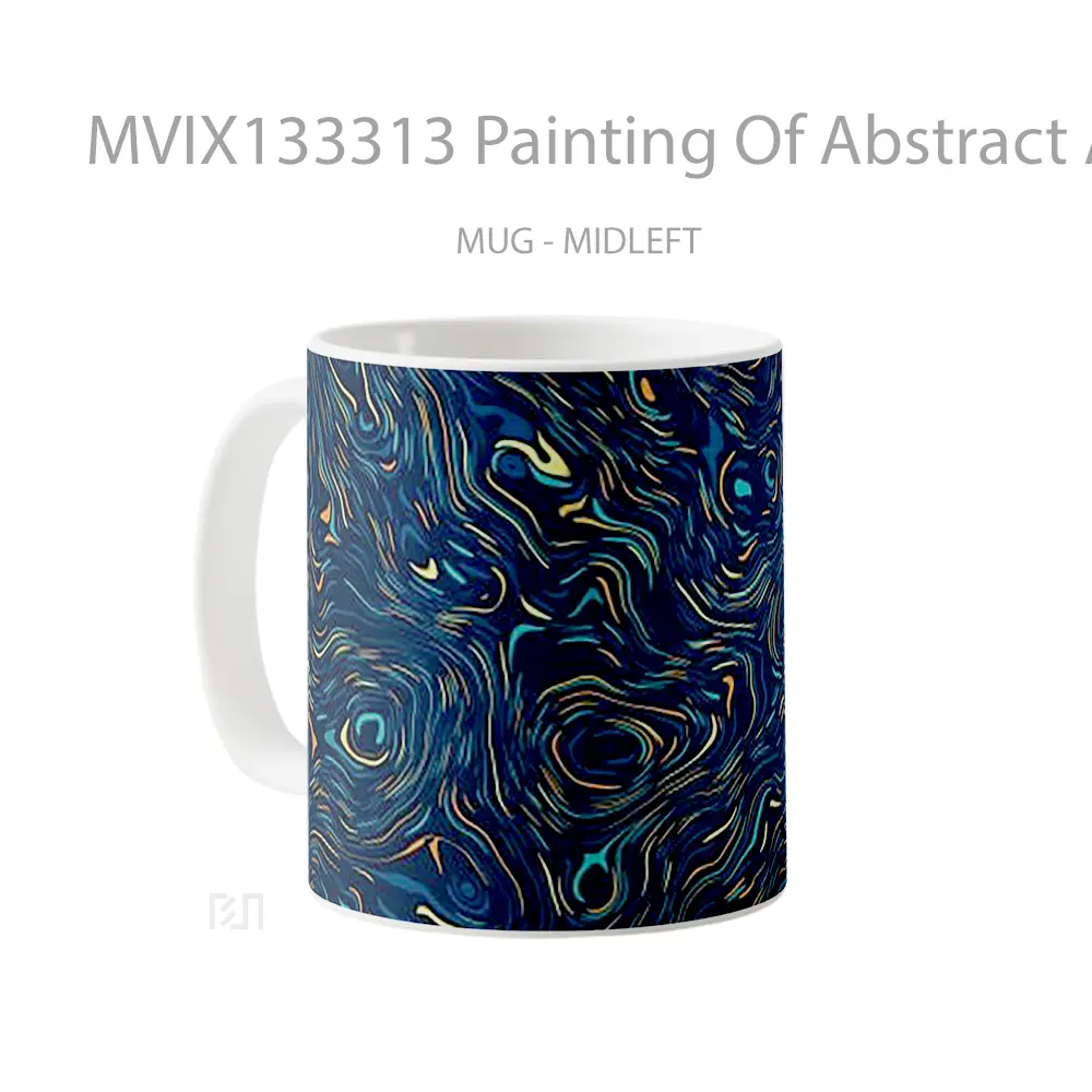 Mug Painting Of Abstract And Swirling Patterns Gelas Seni Modern - All-side / Desain