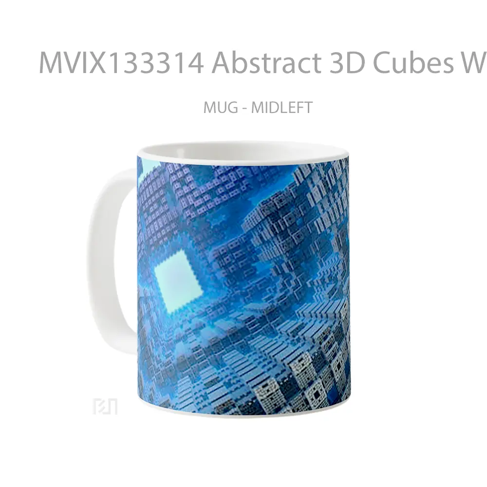 Mug Abstract 3D Cubes With Fractal Pattern Gelas Seni Modern - All-side / Desain