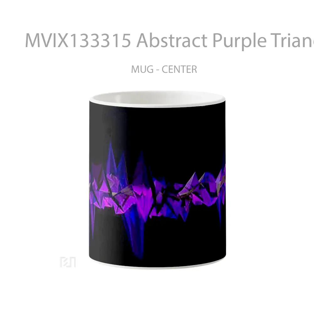 Mug Abstract Purple Triangular Polygons Gelas Seni Modern