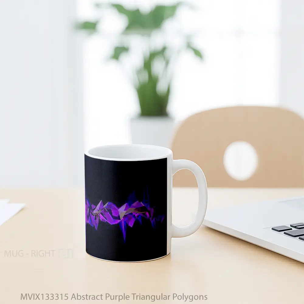 Mug Abstract Purple Triangular Polygons Gelas Seni Modern - All-side / Desain