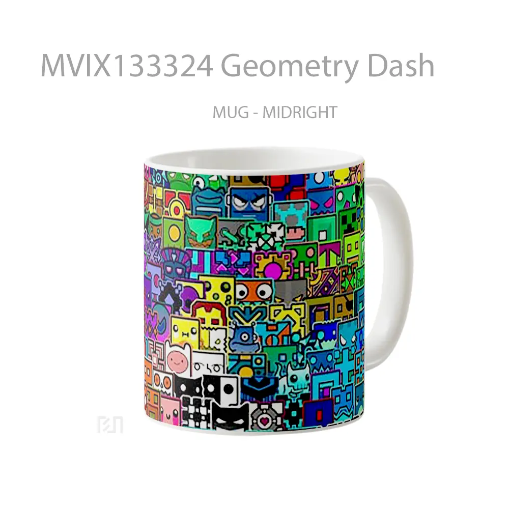 Mug Geometry Dash Gelas Keramik Unik - All-side / Desain