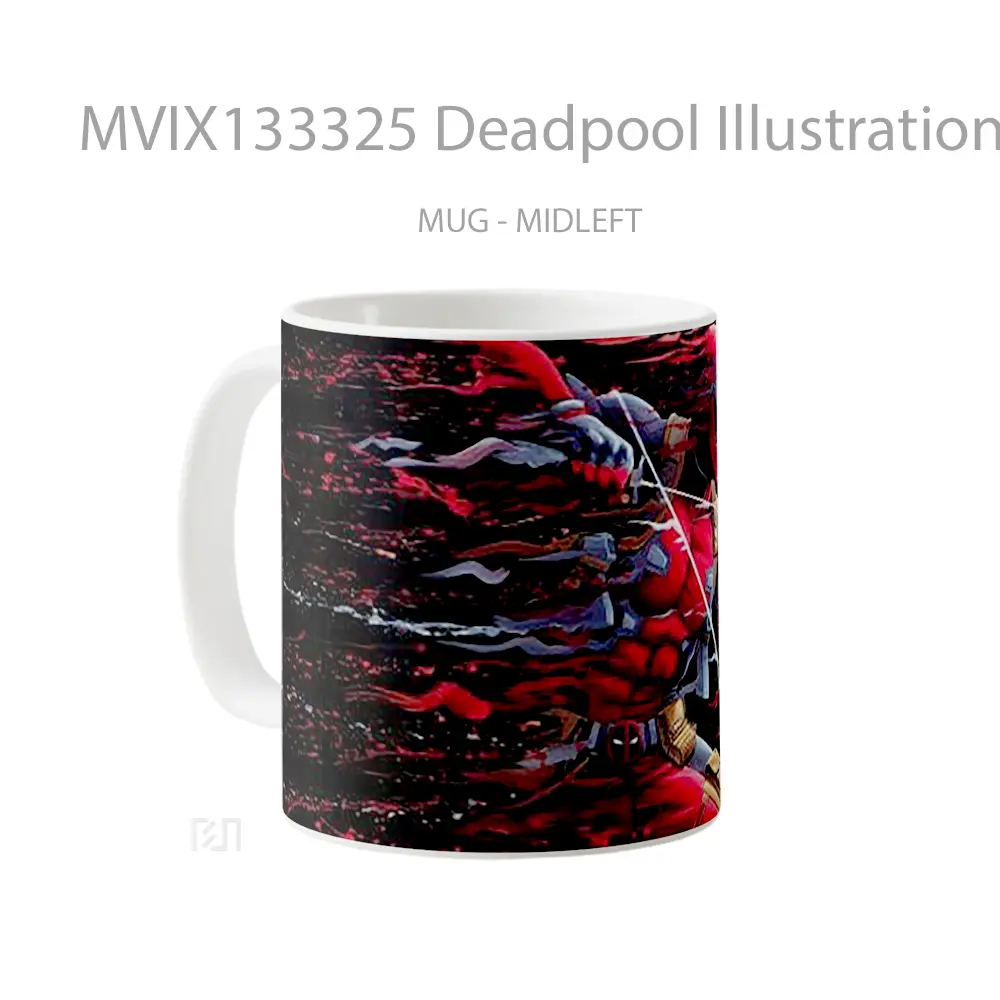 Mug Deadpool Illustration Brush Stroke Art Gelas Superhero - All-side / Desain