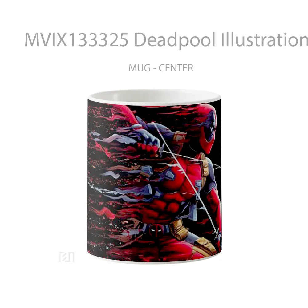 Mug Deadpool Illustration Brush Stroke Art Gelas Superhero
