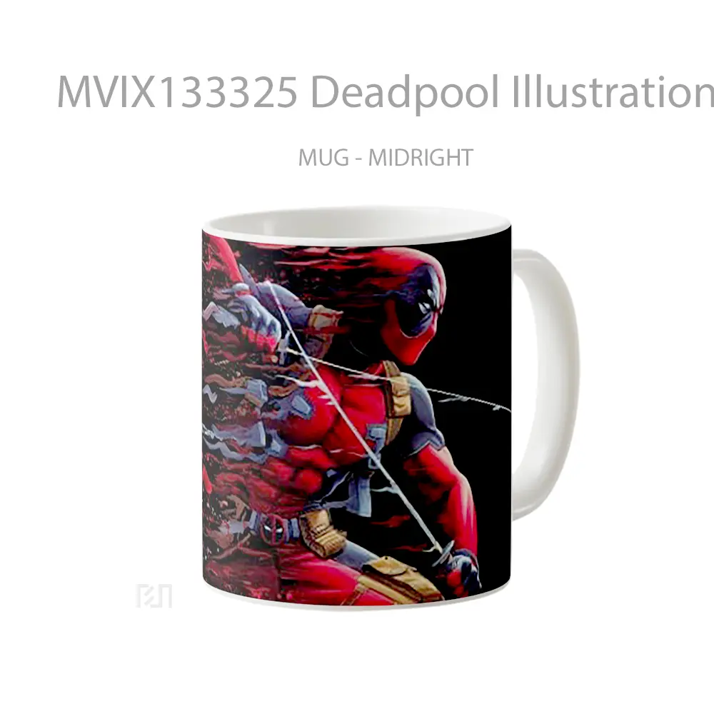 Mug Deadpool Illustration Brush Stroke Art Gelas Superhero - All-side / Desain
