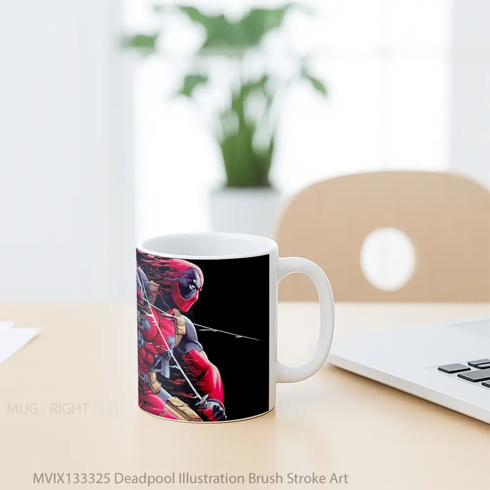 Mug Deadpool Illustration Brush Stroke Art Gelas Superhero - All-side / Desain