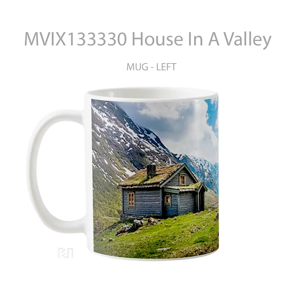 Mug House In A Valley Gelas Pemandangan Alam - All-side / Desain