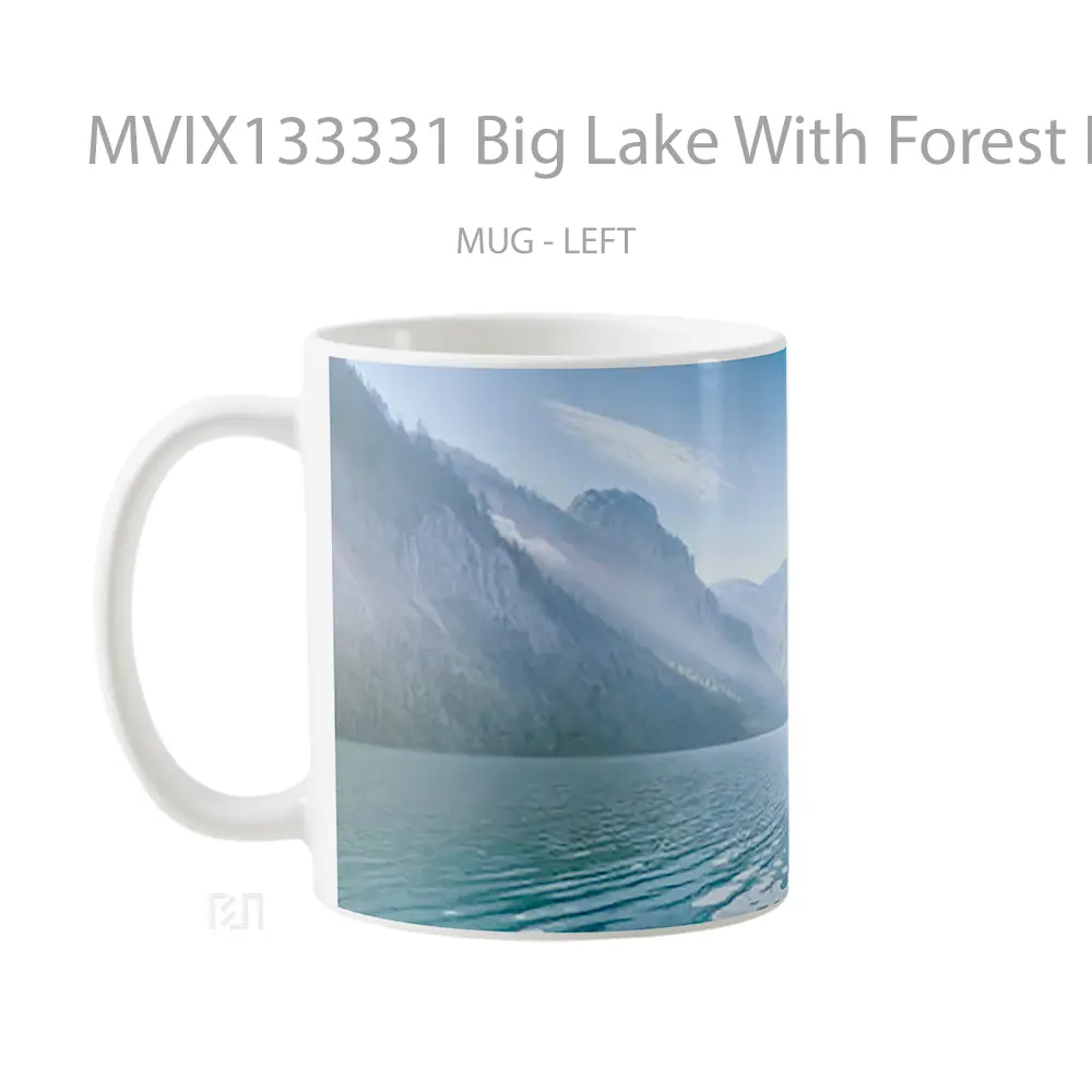 Mug Big Lake With Forest In Mountains Gelas Pemandangan Alam - All-side / Desain