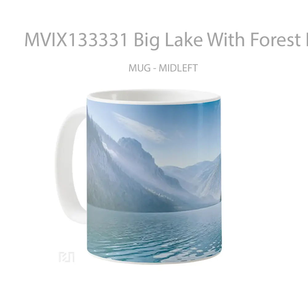 Mug Big Lake With Forest In Mountains Gelas Pemandangan Alam - All-side / Desain