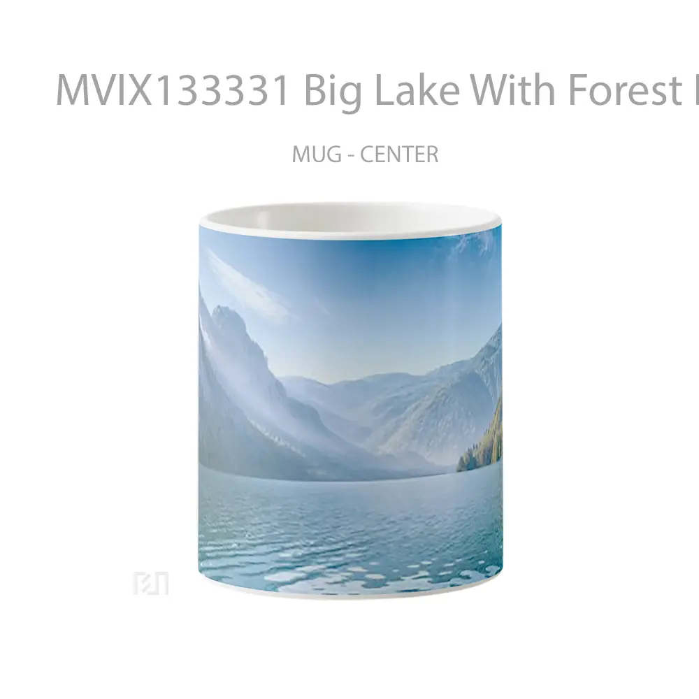 Mug Big Lake With Forest In Mountains Gelas Pemandangan Alam
