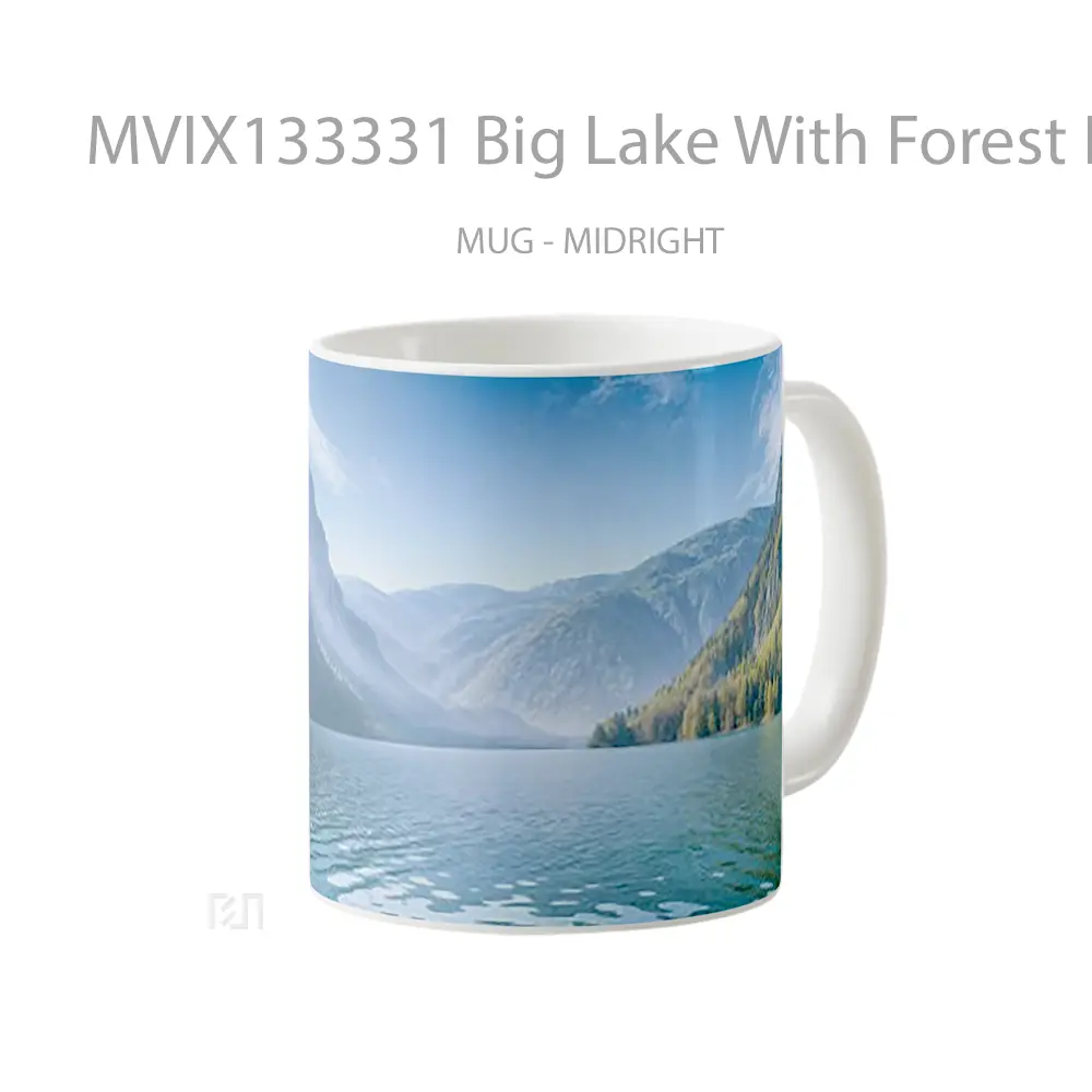 Mug Big Lake With Forest In Mountains Gelas Pemandangan Alam - All-side / Desain