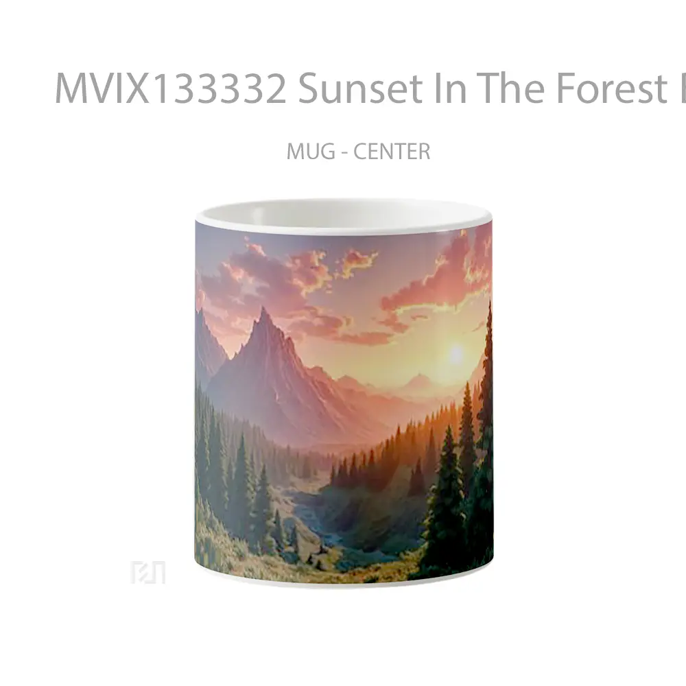 Mug Sunset In The Forest Between Mountains Gelas Pemandangan Alam