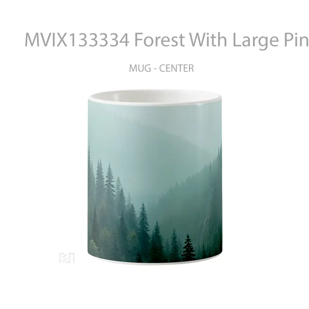 Mug Forest With Large Pine Trees In Fog Gelas Pemandangan Alam