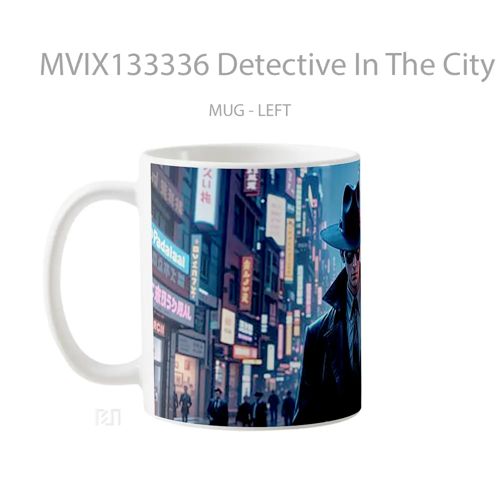 Mug Detective In The City At Night Gelas Keramik Unik - All-side / Desain